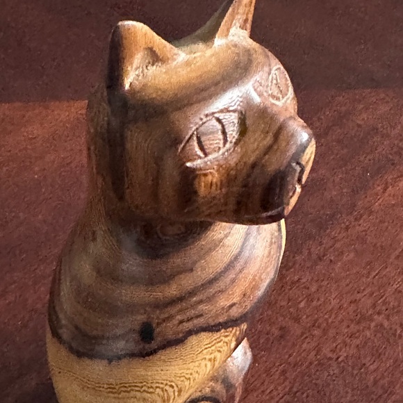 Wooden Cat ~ Art Hand Crafted Carved 8” Collectible Figure Kitten Statue Decor - Picture 14 of 14